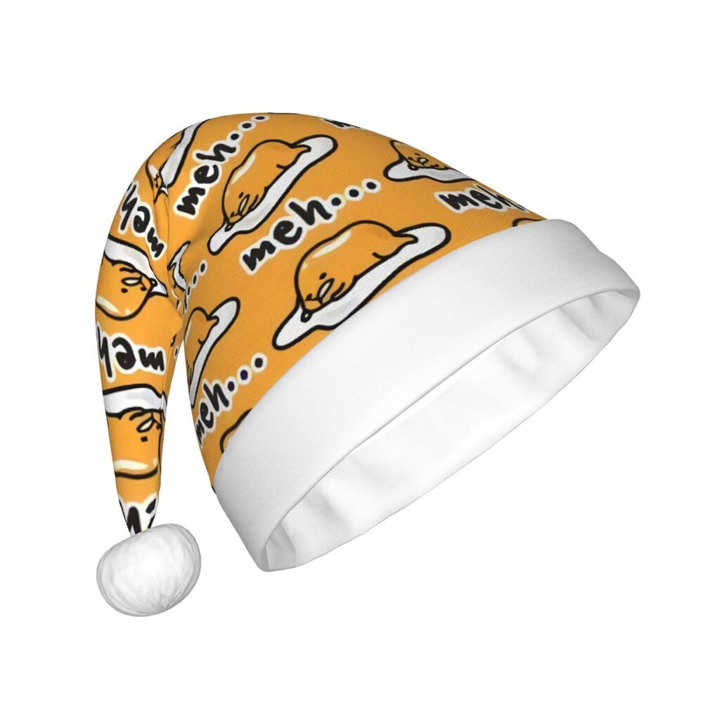 8981 Gudetama Cute Christmas Santa Hat for Adults, Unisex Classic Holiday